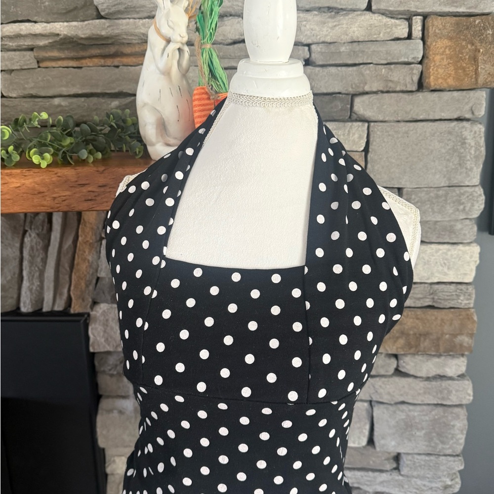 Black and White Polka Dot Halter Dress